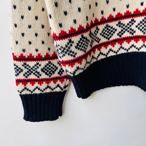 Polo Ralph Lauren Fair Isle Moose Tree Knit Sweater, White/red/blue, Size L P11 - Picture 6 of 9